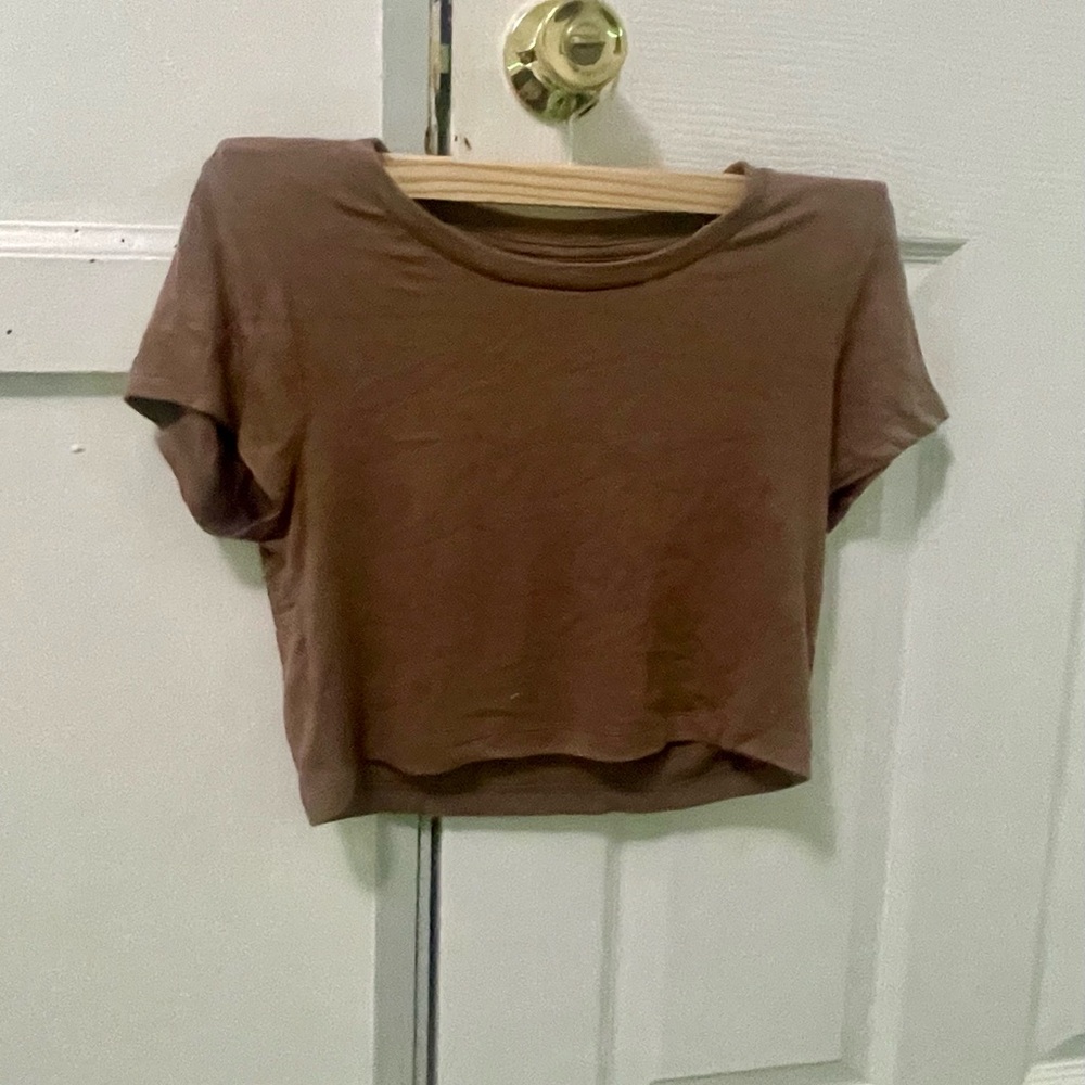 H&M Brown Crop T-Shirt Short Sleeve